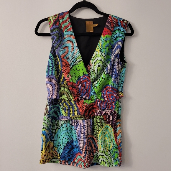 Women's Soft Silk Patterned Textured Tank Top Sz 2 - Picture 9 of 11